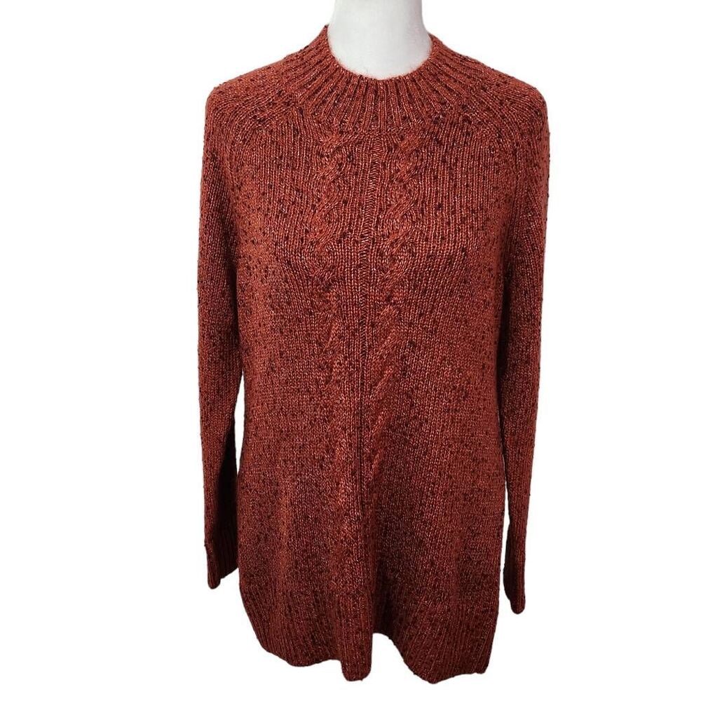 Naturals D&Co. Rust Sweater Size XS Soft Mock Neck Knit Sweater